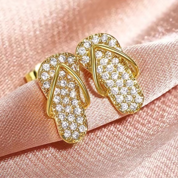 Anthropologie Jewelry - Sandals Gold Crystal Earrings